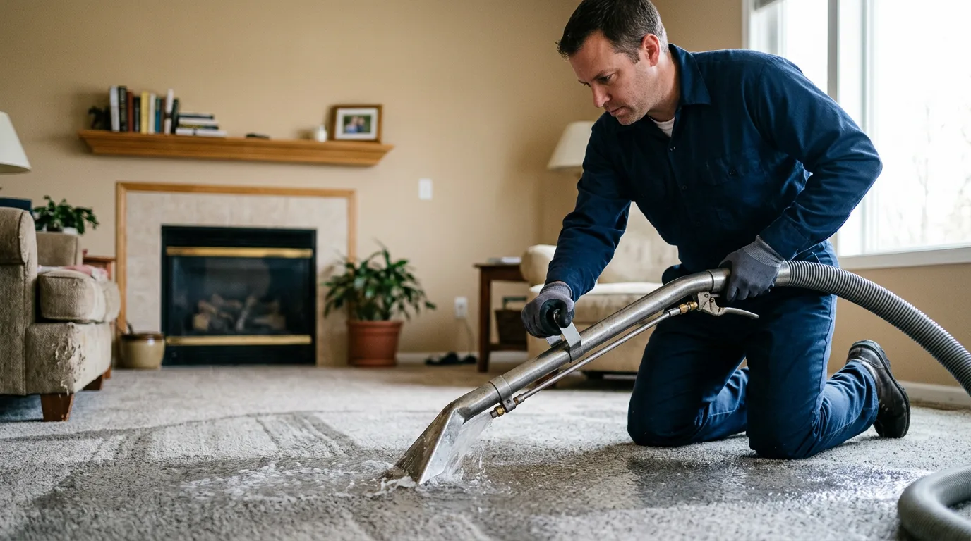 Water damage restoration technician working near Grapeview, WA